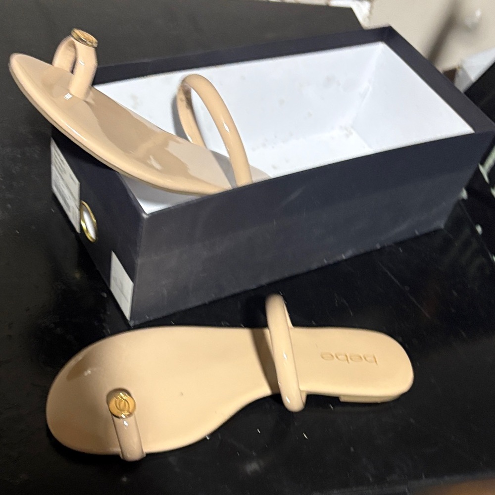 Bebe Nude Sandals with Gold Accent